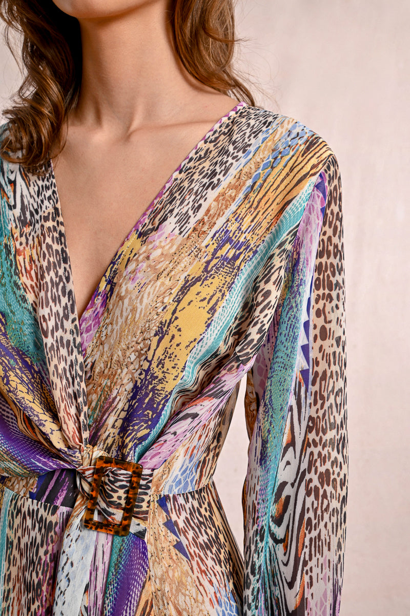 Molly Bracken Multicolor Paola Dress – Chic & Vibrant Wrap Mini-Dresses-Molly Bracken-Deja Nu Boutique, Women's Fashion Boutique in Lampasas, Texas