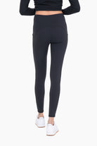 Mono B Bronze Newport No Front Seam Lycra Blend Swoop Leggings In Black-Leggings-Mono B-Deja Nu Boutique, Women's Fashion Boutique in Lampasas, Texas