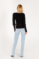 Moodie Square Neck Sweater In Black-Sweaters-Moodie-Deja Nu Boutique, Women's Fashion Boutique in Lampasas, Texas