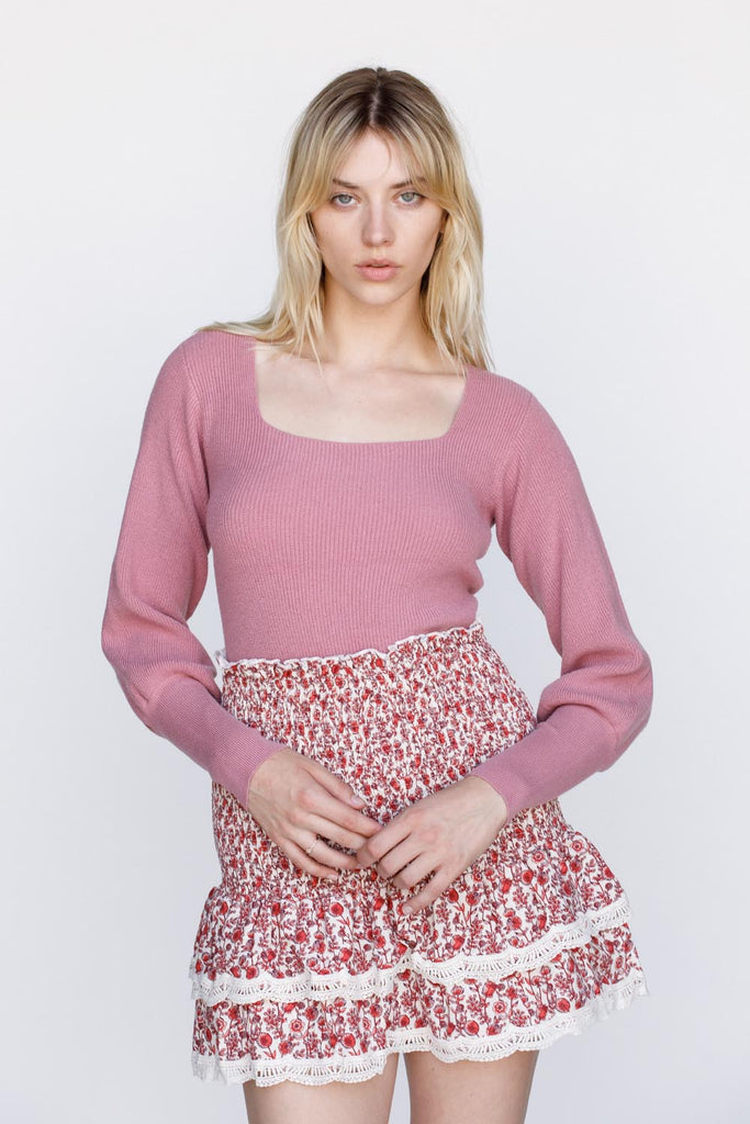 Moodie Square Neck Sweater In Nude Pink-Sweaters-Moodie-Deja Nu Boutique, Women's Fashion Boutique in Lampasas, Texas