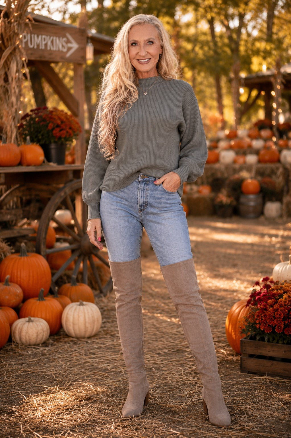 Moodie Mock Neck Sweater In Forest-Sweaters-Moodie-Deja Nu Boutique, Women's Fashion Boutique in Lampasas, Texas