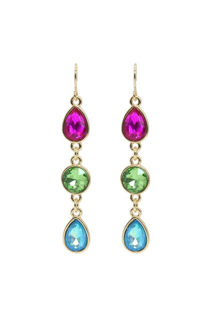 Multi-Color Crystal Drop Stones Earrings-Earrings-Deja Nu-Deja Nu Boutique, Women's Fashion Boutique in Lampasas, Texas