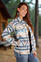 Mystree Blue Mix Aztec Button-Up Shacket-Shackets-mystree-Deja Nu Boutique, Women's Fashion Boutique in Lampasas, Texas