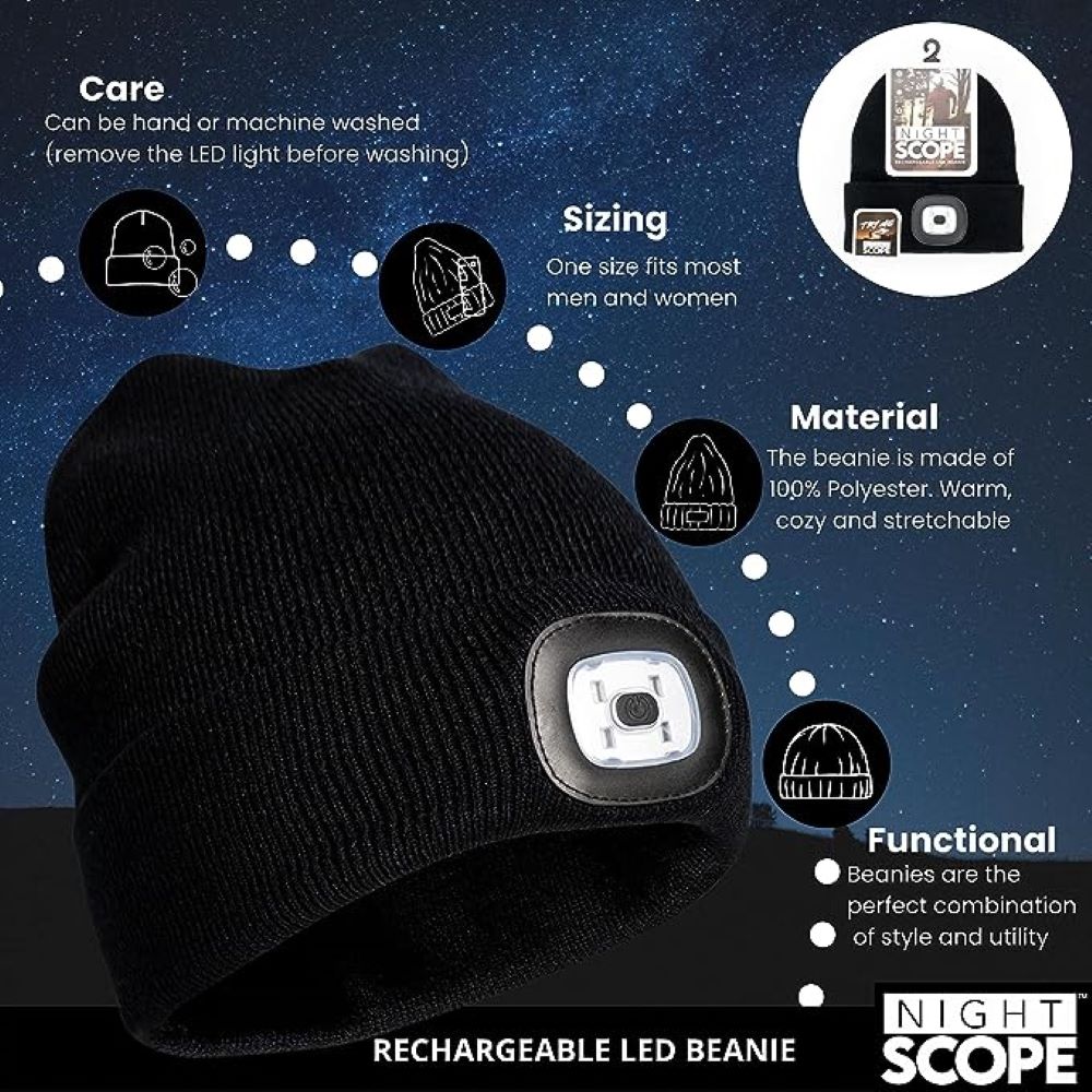 Night Scope Rechargeable Led Beanie In Black-Hats-Night Scope-Deja Nu Boutique, Women's Fashion Boutique in Lampasas, Texas