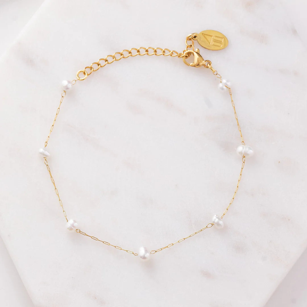 Nikki Smith Camille Pearl Bracelet – Waterproof Gold-Bracelets-Nikki Smith-Deja Nu Boutique, Women's Fashion Boutique in Lampasas, Texas