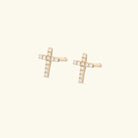 Nikki Smith Crystal Cross Stud Earrings Waterproof Gold-Earrings-Nikki Smith-Deja Nu Boutique, Women's Fashion Boutique in Lampasas, Texas