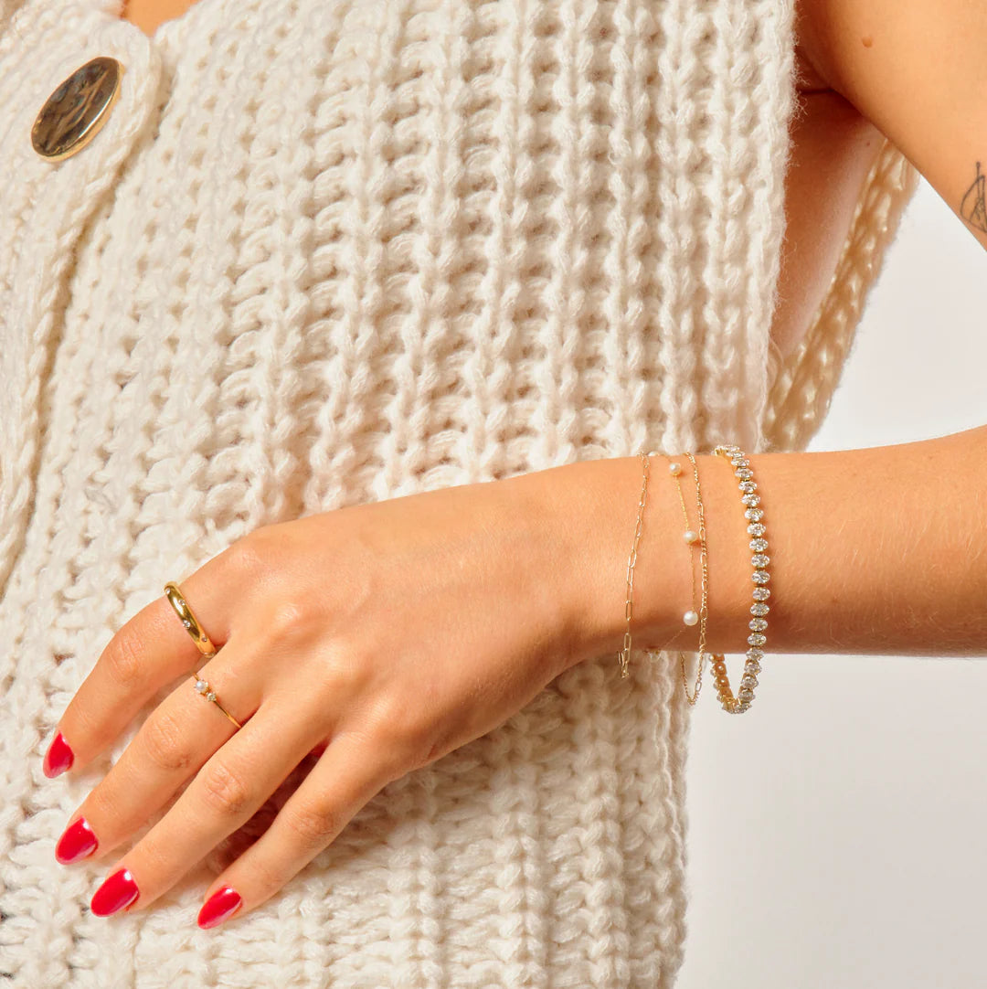 Nikki Smith Cushion Cut Tennis Bracelet Waterproof Gold-Bracelets-Nikki Smith-Deja Nu Boutique, Women's Fashion Boutique in Lampasas, Texas