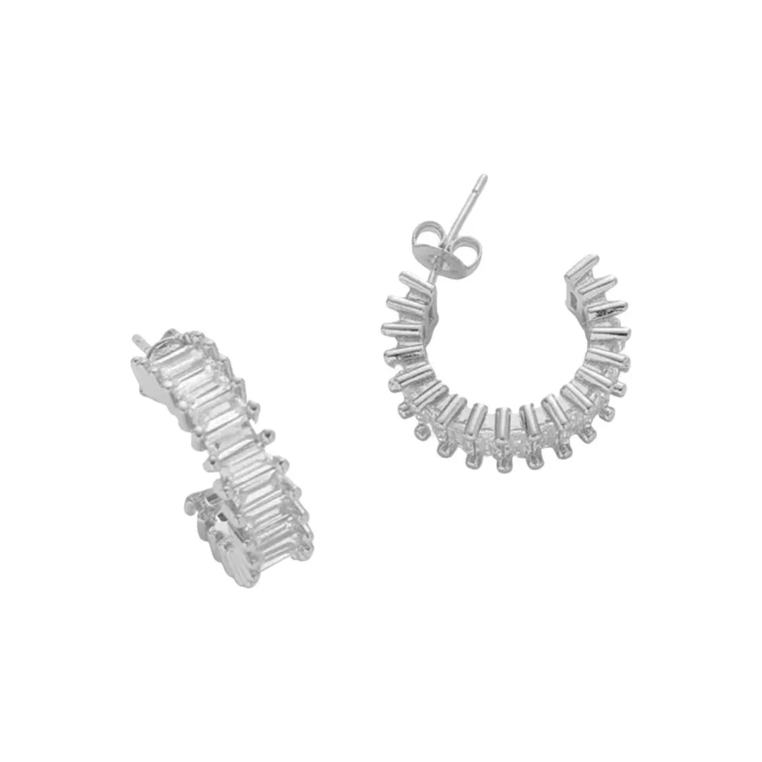 Nikki Smith Esther Diamond Hoop Earrings Waterproof Silver-Earrings-Nikki Smith-Deja Nu Boutique, Women's Fashion Boutique in Lampasas, Texas