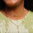 Nikki Smith Eve Heavenly Cross Choker Waterproof Gold-Necklaces-Nikki Smith-Deja Nu Boutique, Women's Fashion Boutique in Lampasas, Texas