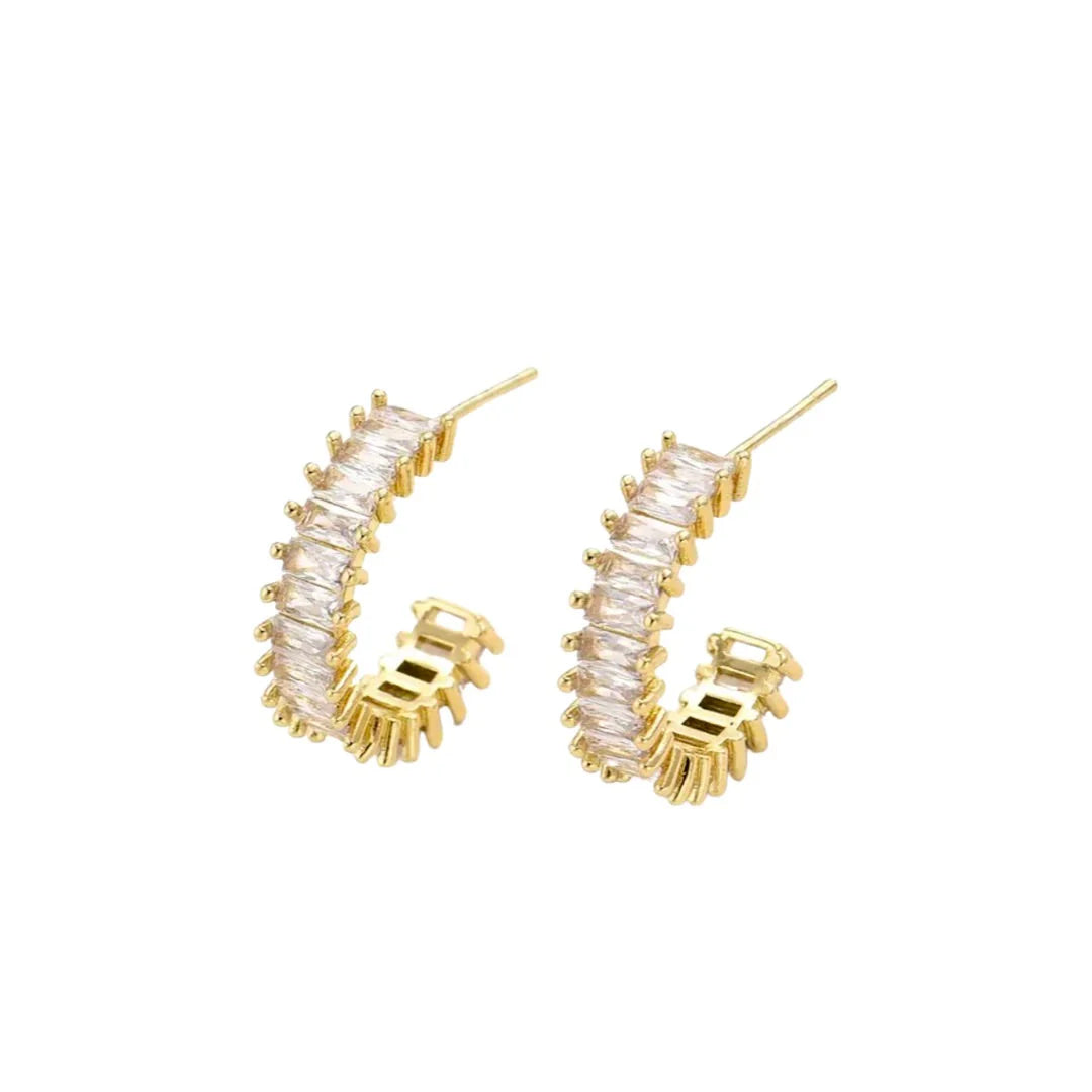 Nikki Smith Gold Crystal Shimmer Hoops Waterproof-Earrings-Nikki Smith-Deja Nu Boutique, Women's Fashion Boutique in Lampasas, Texas