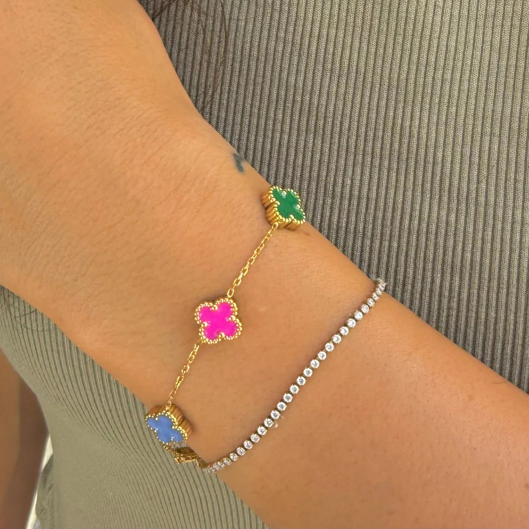 Nikki Smith Mini Multi Flora Bracelet Waterproof Gold-Bracelets-Nikki Smith-Deja Nu Boutique, Women's Fashion Boutique in Lampasas, Texas