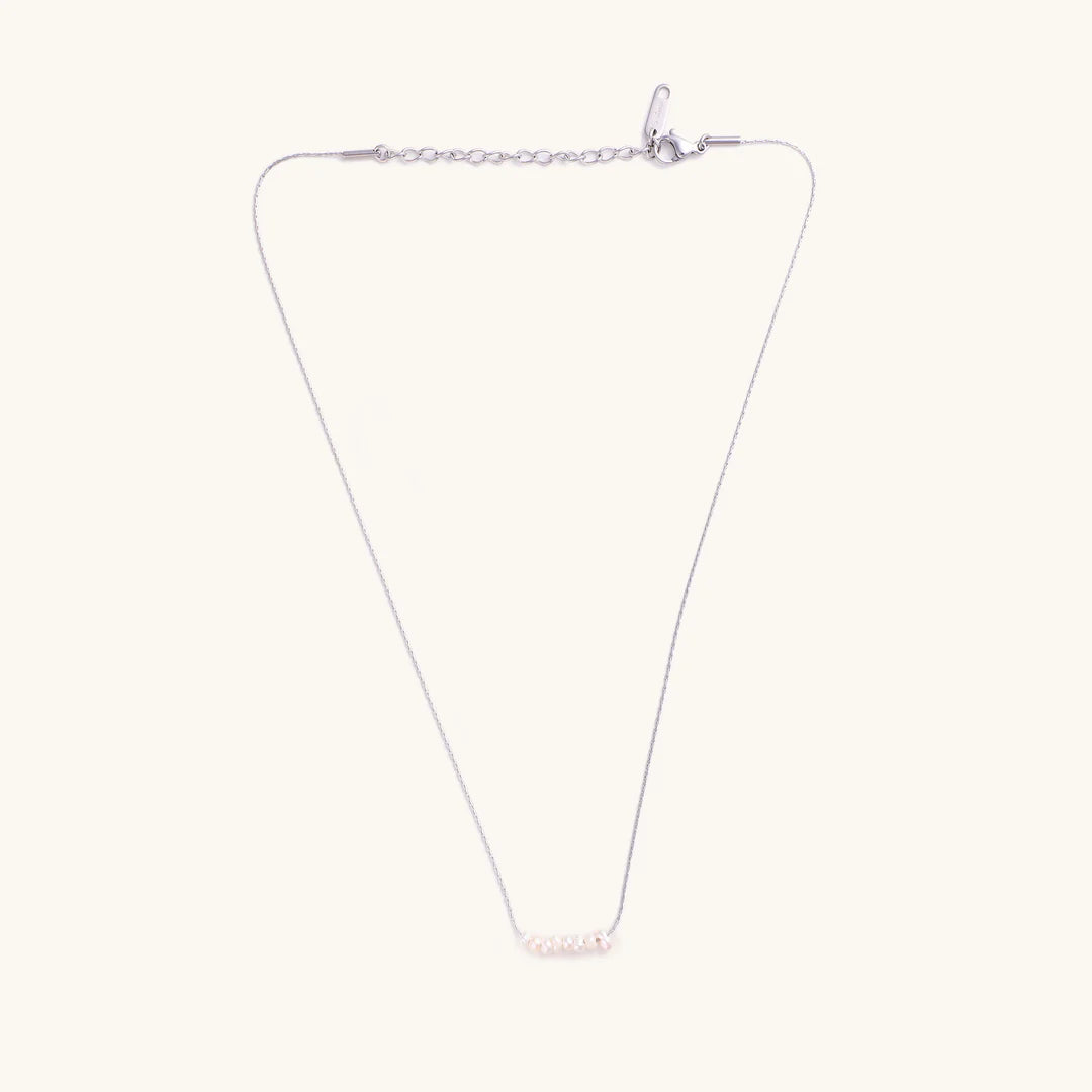 Nikki Smith Nina Dainty Pearl Bar Necklace – Waterproof Silver-Necklaces-Nikki Smith-Deja Nu Boutique, Women's Fashion Boutique in Lampasas, Texas