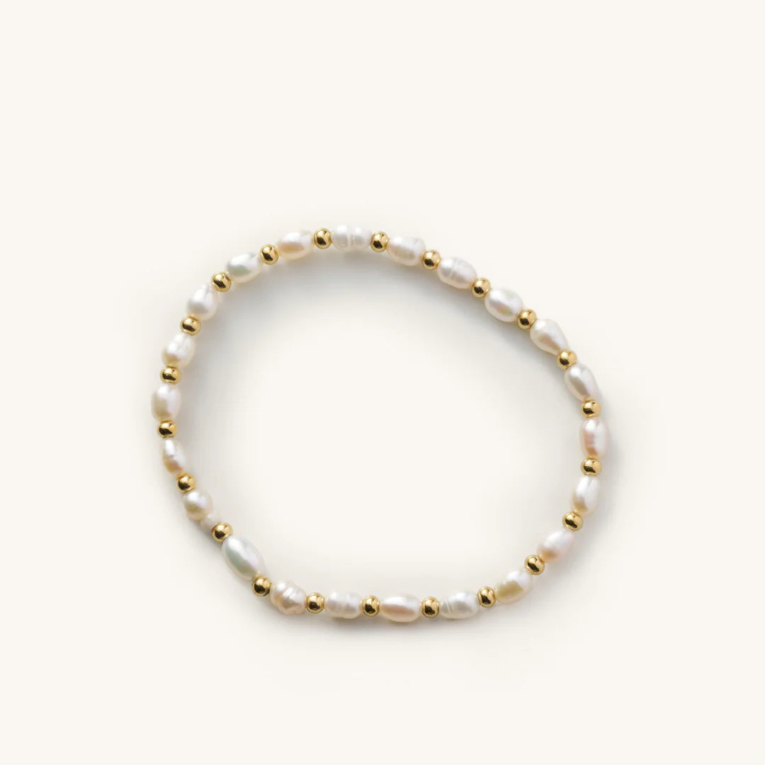 Nikki Smith Percy Pearl Bracelet Waterproof Gold-Bracelets-Nikki Smith-Deja Nu Boutique, Women's Fashion Boutique in Lampasas, Texas