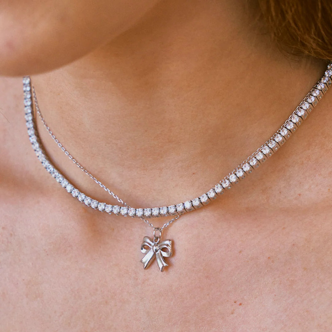 Nikki Smith Silver Gigi Tennis Necklace Waterproof-Necklaces-Nikki Smith-Deja Nu Boutique, Women's Fashion Boutique in Lampasas, Texas