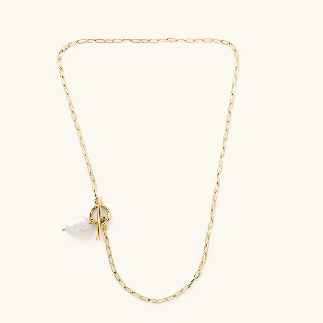 Nikki Smith Ursula Pearl Toggle Necklace Waterproof Gold-Necklaces-Nikki Smith-Deja Nu Boutique, Women's Fashion Boutique in Lampasas, Texas