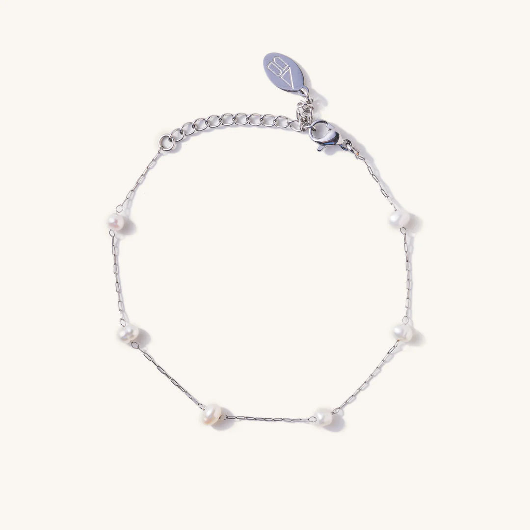 Nikki Smith Camille Pearl Bracelet – Waterproof Silver-Bracelets-Nikki Smith-Deja Nu Boutique, Women's Fashion Boutique in Lampasas, Texas