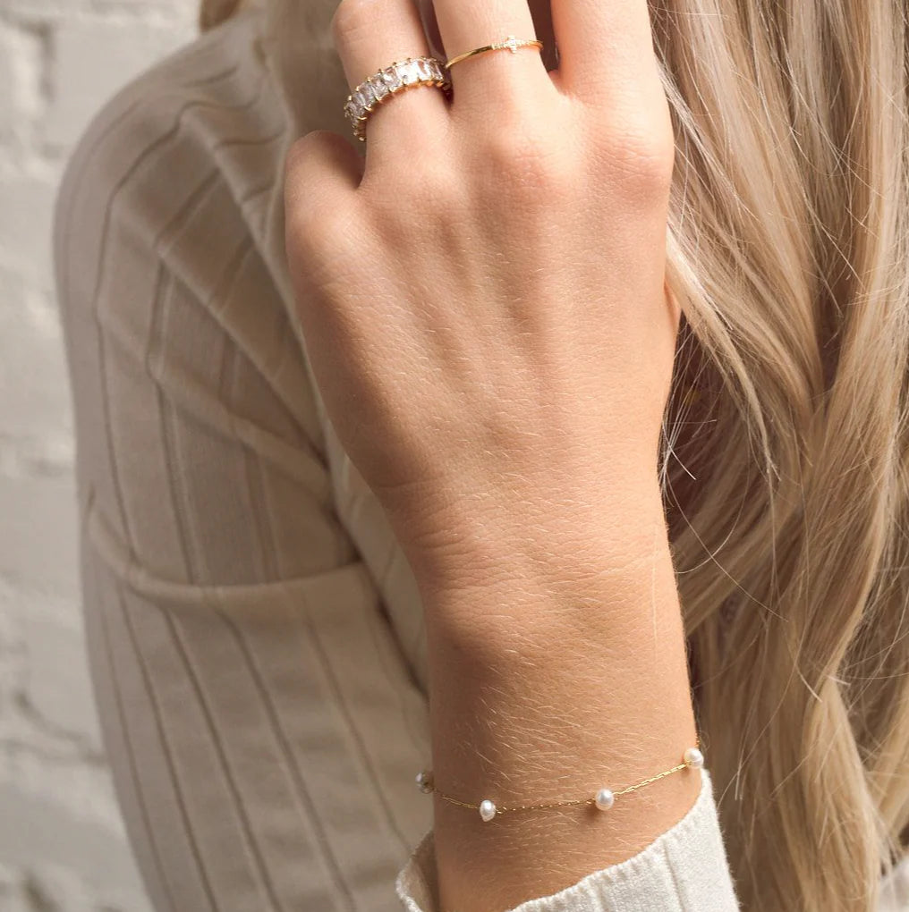 Nikki Smith Camille Pearl Bracelet – Waterproof Silver-Bracelets-Nikki Smith-Deja Nu Boutique, Women's Fashion Boutique in Lampasas, Texas