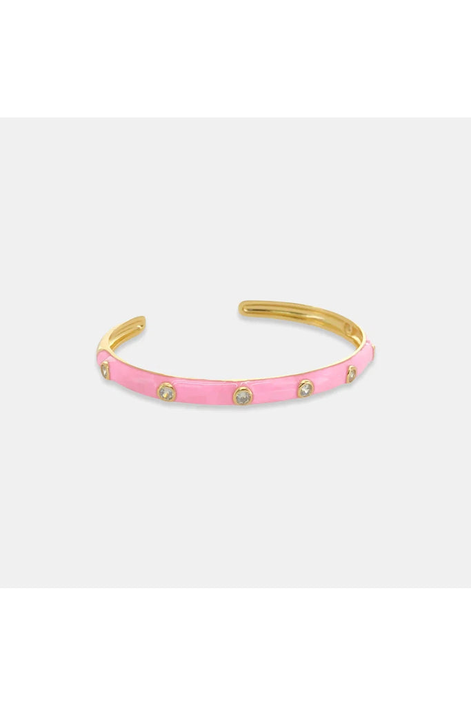 OMG BLING CZ Enamel Cuff In Pink-Bracelets-OMG BLINGS-Deja Nu Boutique, Women's Fashion Boutique in Lampasas, Texas