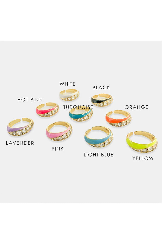 OMG BLING CZ Enamel Ring In Hot Pink-Rings-OMG BLINGS-Deja Nu Boutique, Women's Fashion Boutique in Lampasas, Texas