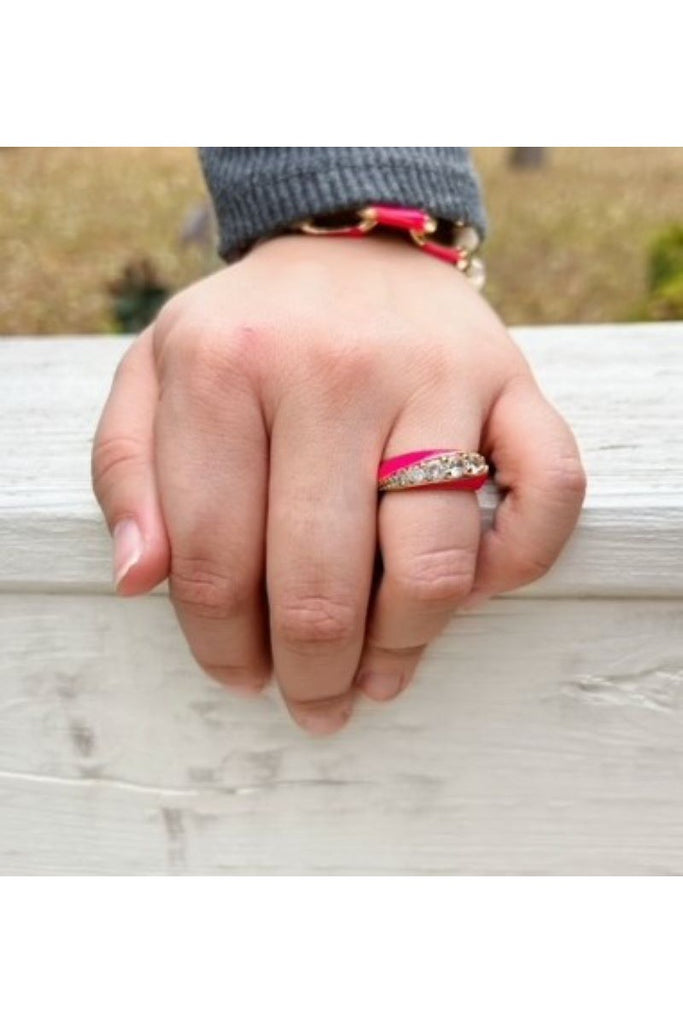 OMG BLING CZ Enamel Ring In Hot Pink-Rings-OMG BLINGS-Deja Nu Boutique, Women's Fashion Boutique in Lampasas, Texas