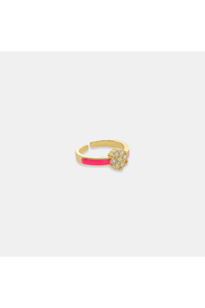 OMG BLING CZ Flower Enamel Ring In Hot Pink-Rings-OMG BLINGS-Deja Nu Boutique, Women's Fashion Boutique in Lampasas, Texas
