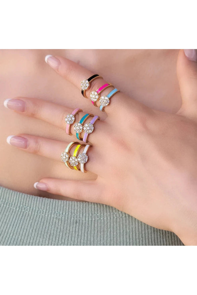 OMG BLING CZ Flower Enamel Ring In Hot Pink-Rings-OMG BLINGS-Deja Nu Boutique, Women's Fashion Boutique in Lampasas, Texas