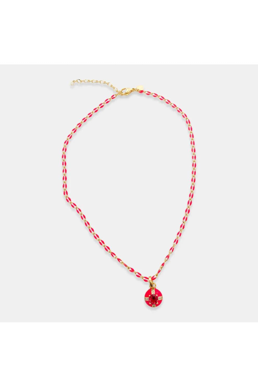 OMG BLING Dainty CZ Enamel Chain Choker In Hot Pink-Necklaces-OMG BLINGS-Deja Nu Boutique, Women's Fashion Boutique in Lampasas, Texas