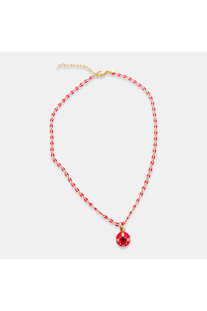 OMG BLING Dainty CZ Enamel Chain Choker In Hot Pink-Necklaces-OMG BLINGS-Deja Nu Boutique, Women's Fashion Boutique in Lampasas, Texas