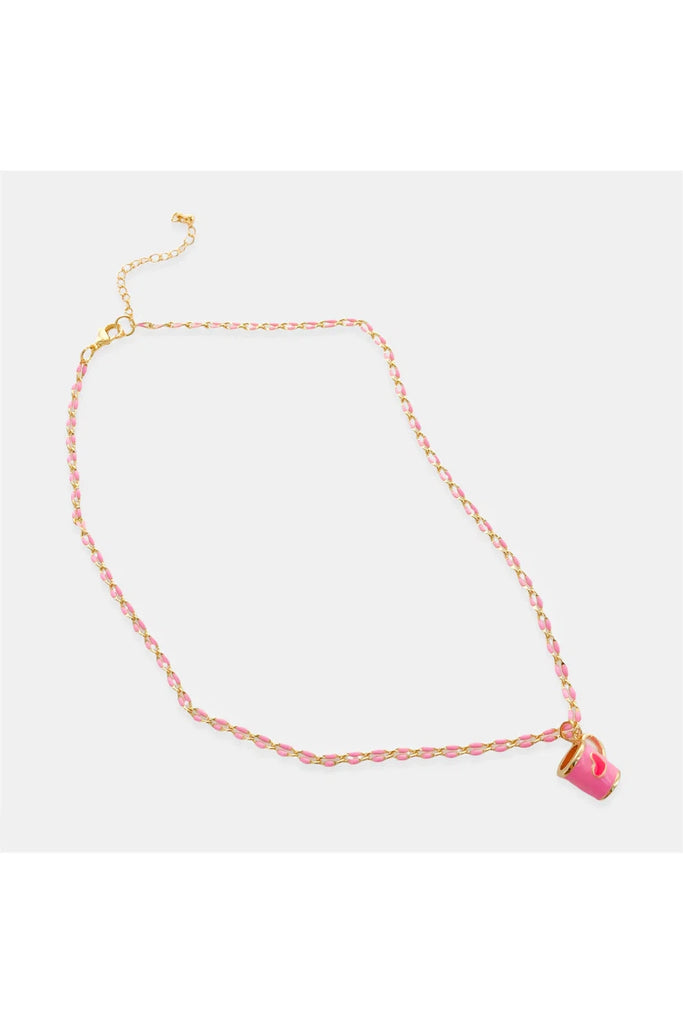 OMG BLING Enamel Chain With Heart Cup In Pink-Necklaces-OMG BLINGS-Deja Nu Boutique, Women's Fashion Boutique in Lampasas, Texas