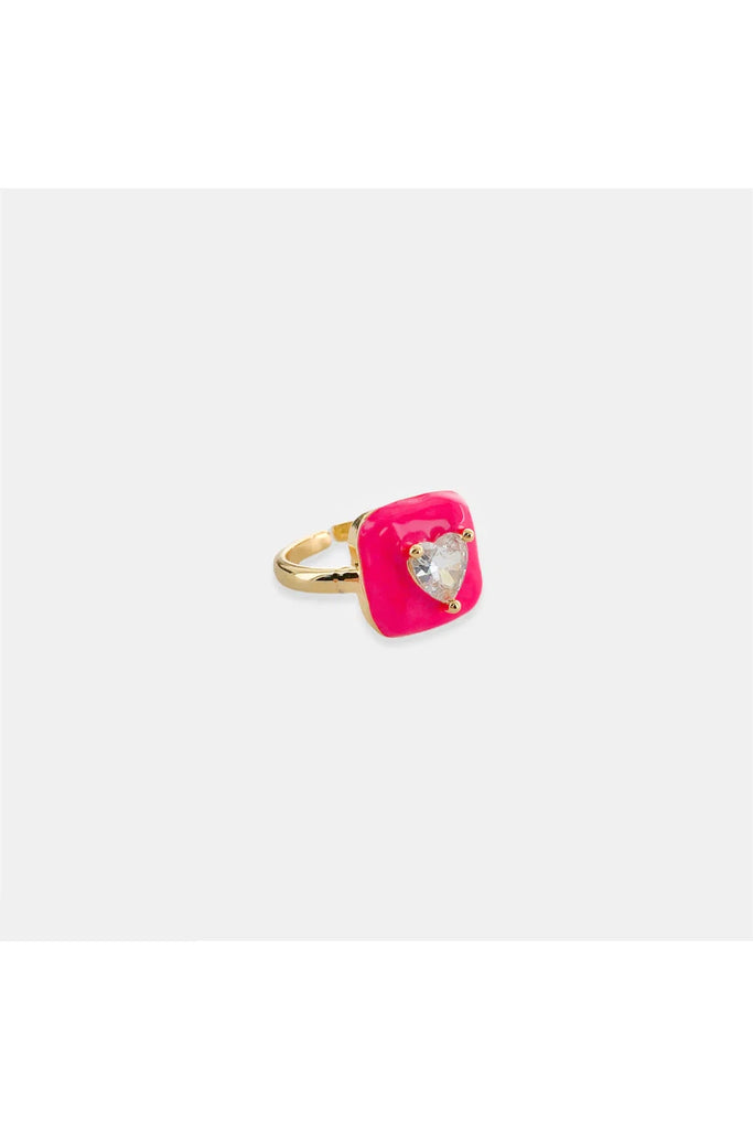 OMG BLING Enamel Heart Ring In Hot Pink-Rings-OMG BLINGS-Deja Nu Boutique, Women's Fashion Boutique in Lampasas, Texas