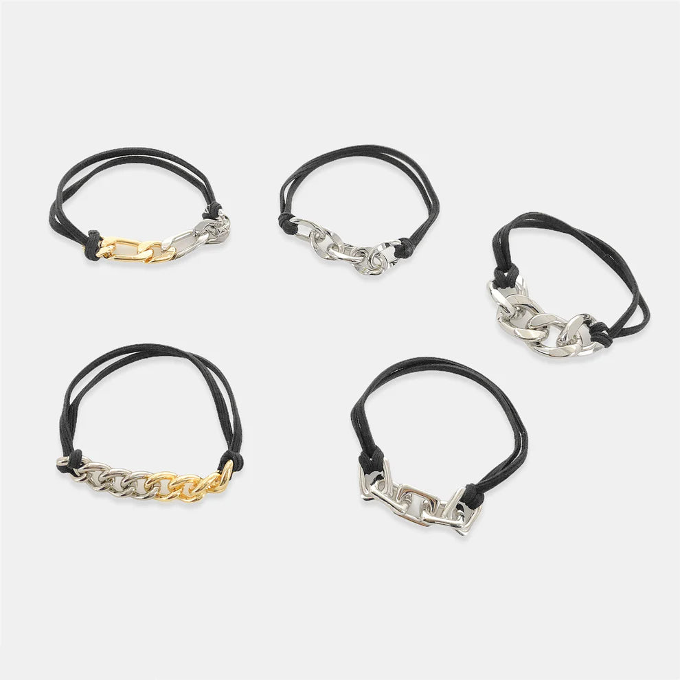 OMG BLING Five Piece Hair Tie - Bracelet Set In Silver And Gold-Hair Ties-OMG BLINGS-Deja Nu Boutique, Women's Fashion Boutique in Lampasas, Texas