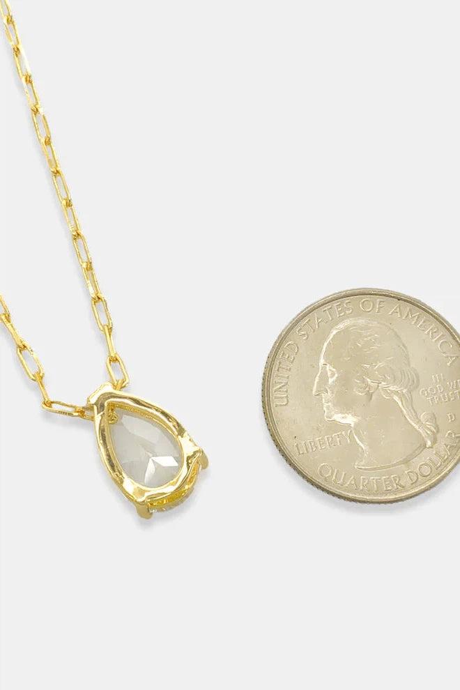 OMG BLINGS Pear Cut CZ Necklace In Gold-Necklaces-OMG BLINGS-Deja Nu Boutique, Women's Fashion Boutique in Lampasas, Texas