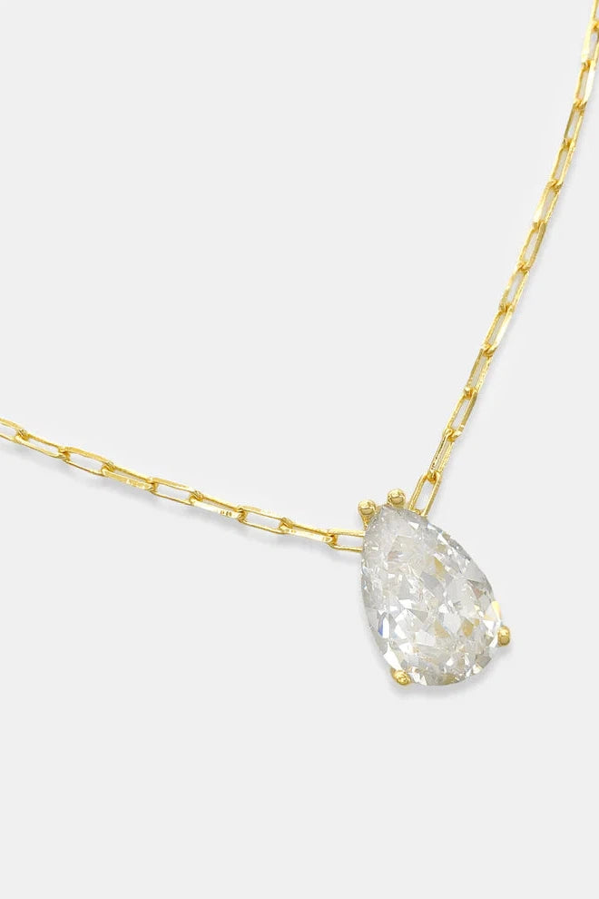 OMG BLINGS Pear Cut CZ Necklace In Gold-Necklaces-OMG BLINGS-Deja Nu Boutique, Women's Fashion Boutique in Lampasas, Texas