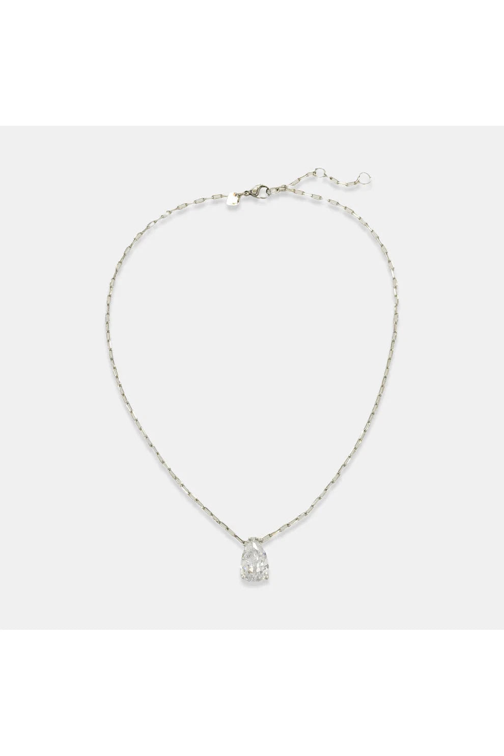 OMG BLINGS Pear Cut CZ Necklace In Rhodium (Silver)-Necklaces-OMG BLINGS-Deja Nu Boutique, Women's Fashion Boutique in Lampasas, Texas