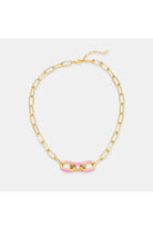 Omg Bling Pink Enamel Paperclip Chain Necklace-Necklaces-OMG BLINGS-Deja Nu Boutique, Women's Fashion Boutique in Lampasas, Texas