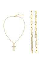 Omg Bling CZ Cross Necklace In Gold-Necklaces-OMG BLINGS-Deja Nu Boutique, Women's Fashion Boutique in Lampasas, Texas