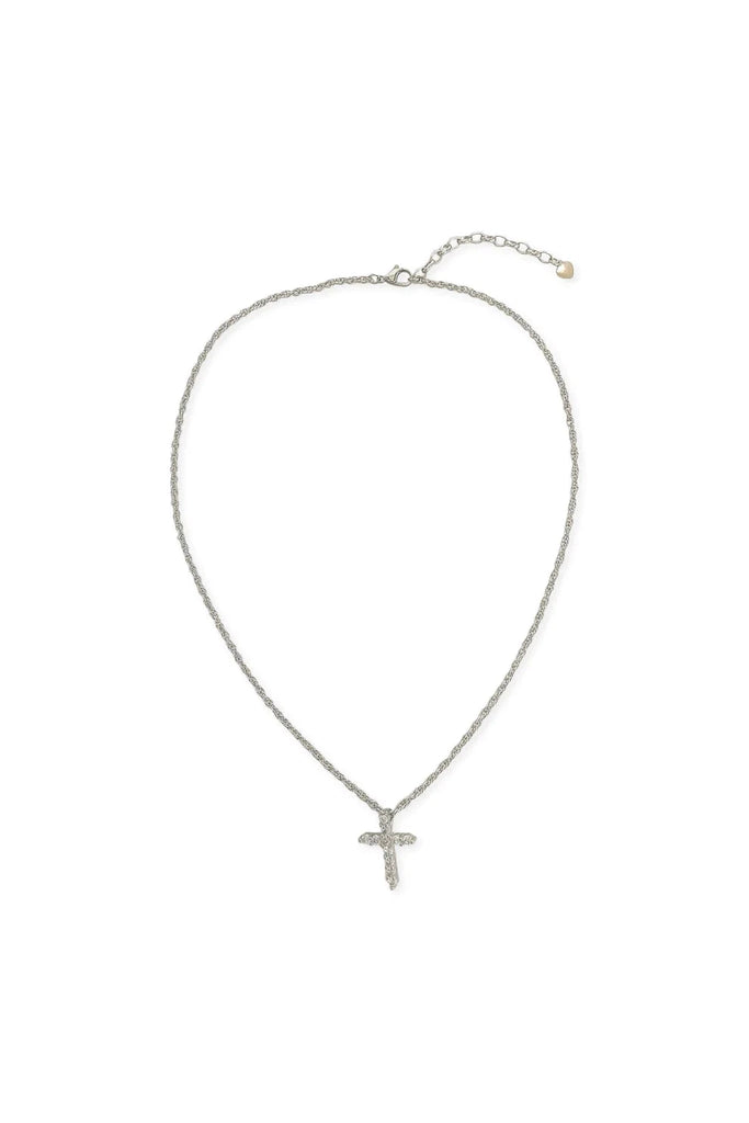 OMG BLING CZ Cross Necklace In Rhodium (Silver)-Necklaces-OMG BLINGS-Deja Nu Boutique, Women's Fashion Boutique in Lampasas, Texas
