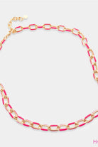 Omg Bling Enamel Paperclip Chain Necklace In Hot Pink-Necklaces-OMG BLINGS-Deja Nu Boutique, Women's Fashion Boutique in Lampasas, Texas