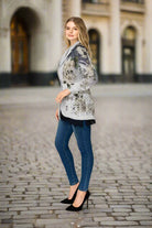 Origami Apparel Lace & Sequin Blazer Jacket in Grey & Navy – Style 4800Grey DD Navy-Jackets-Origami Apparel-Deja Nu Boutique, Women's Fashion Boutique in Lampasas, Texas