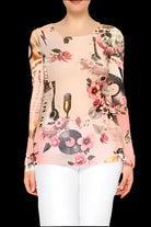 Origami Pink Guitar Mesh Long Sleeve Top with Sparkle Detail-Tops-Origami Apparel-Deja Nu Boutique, Women's Fashion Boutique in Lampasas, Texas