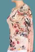 Origami Pink Guitar Mesh Long Sleeve Top with Sparkle Detail-Tops-Origami Apparel-Deja Nu Boutique, Women's Fashion Boutique in Lampasas, Texas