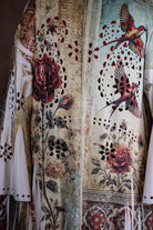 Origami Laser Cut High-Low Cardigan in Vintage Bird Faux Suede-Jackets-Origami Apparel-Deja Nu Boutique, Women's Fashion Boutique in Lampasas, Texas