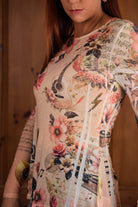 Origami Pink Guitar Mesh Long Sleeve Top with Sparkle Detail-Tops-Origami Apparel-Deja Nu Boutique, Women's Fashion Boutique in Lampasas, Texas