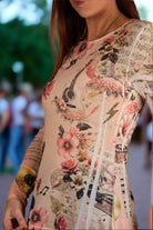 Origami Pink Guitar Mesh Long Sleeve Top with Sparkle Detail-Tops-Origami Apparel-Deja Nu Boutique, Women's Fashion Boutique in Lampasas, Texas