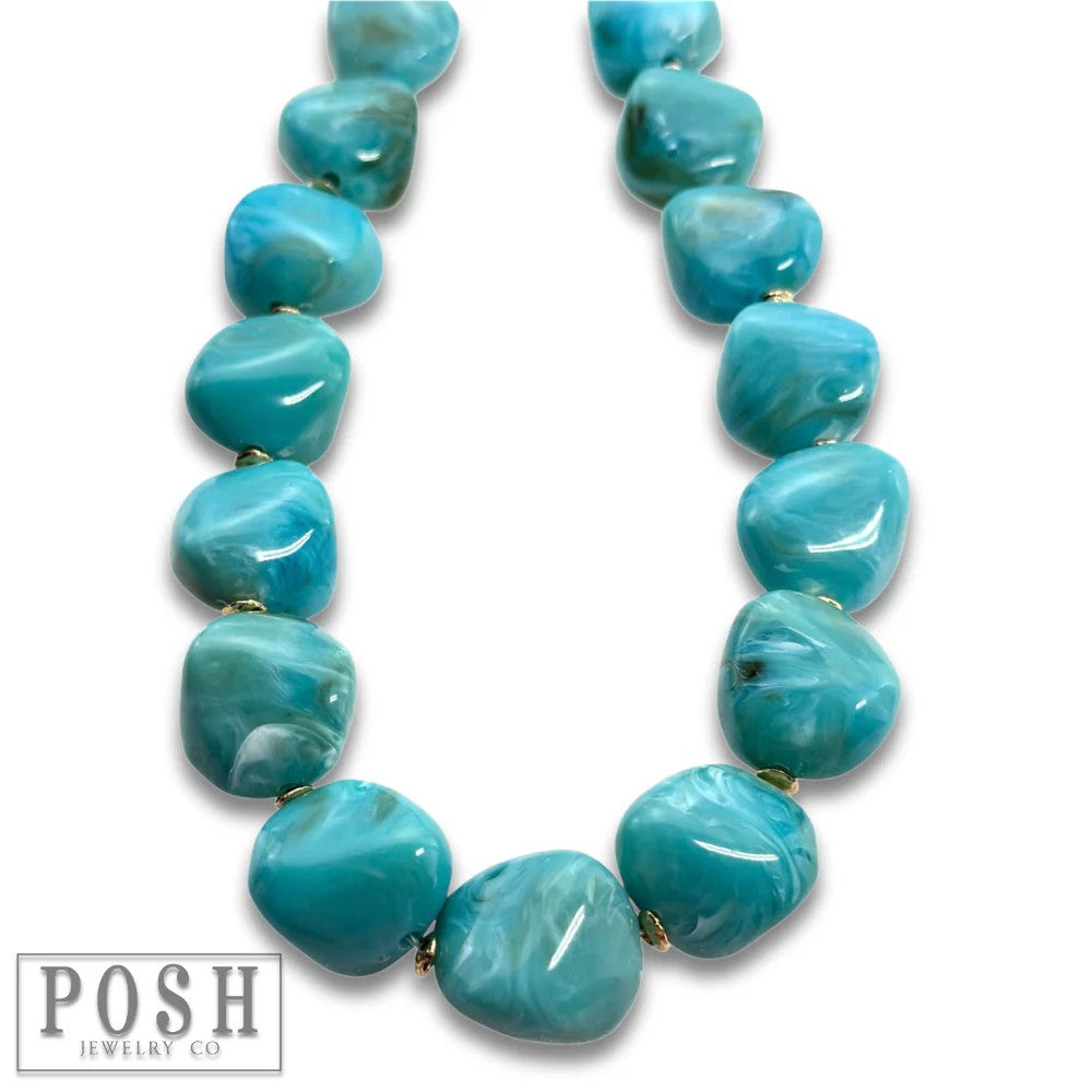 Posh Jewelry Co. Chunky Turquoise Bead Statement Necklace-Necklace-Posh Jewelry Co.-Deja Nu Boutique, Women's Fashion Boutique in Lampasas, Texas