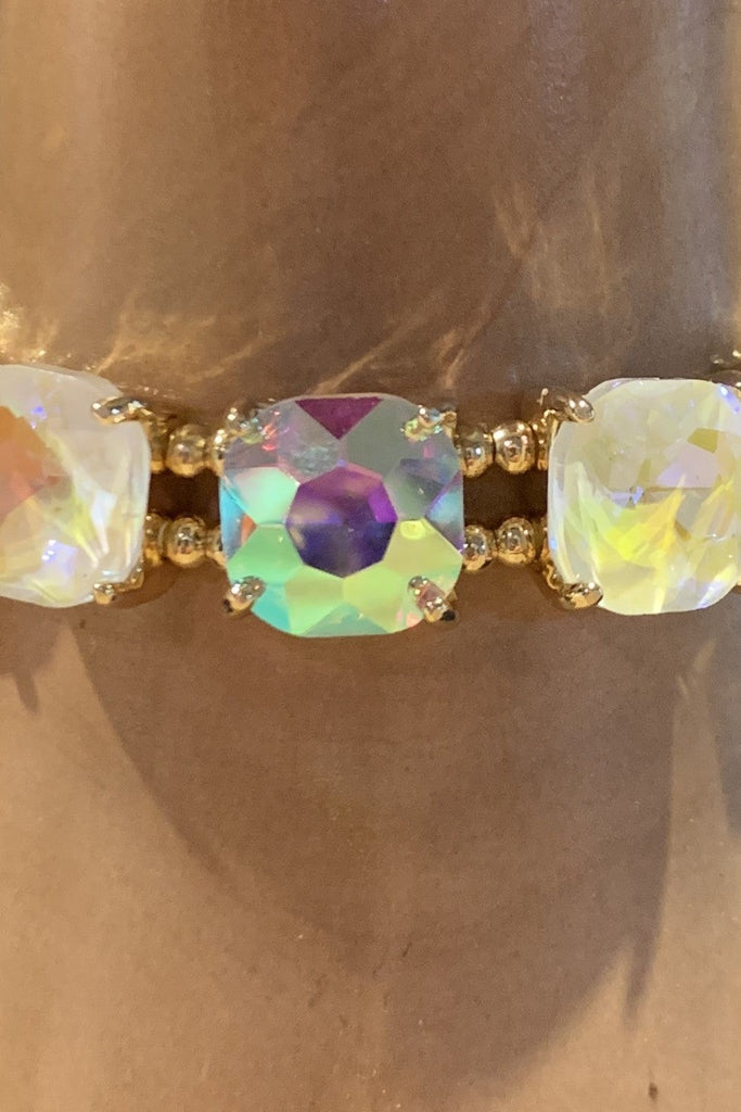 POSH Jewelry Square AB And Clear Rhinestone Bracelet In Gold-Bracelets-Posh Jewelry Co.-Deja Nu Boutique, Women's Fashion Boutique in Lampasas, Texas