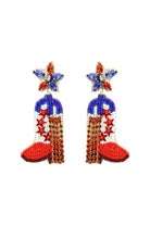 Patriotic Hoedown: Red, White &amp; Blue Cowboy Boot Earrings-Earrings-Deja Nu-Deja Nu Boutique, Women's Fashion Boutique in Lampasas, Texas