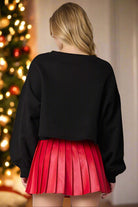 Peach Love Black Sequin Christmas Ornament Crop Sweatshirt-Tops-Peach Love-Deja Nu Boutique, Women's Fashion Boutique in Lampasas, Texas