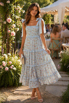 Peach Love Stripe & Floral Bow Tie Tiered Maxi Dress – Light Blue Multi-Maxi Dresses-Peach Love-Deja Nu Boutique, Women's Fashion Boutique in Lampasas, Texas