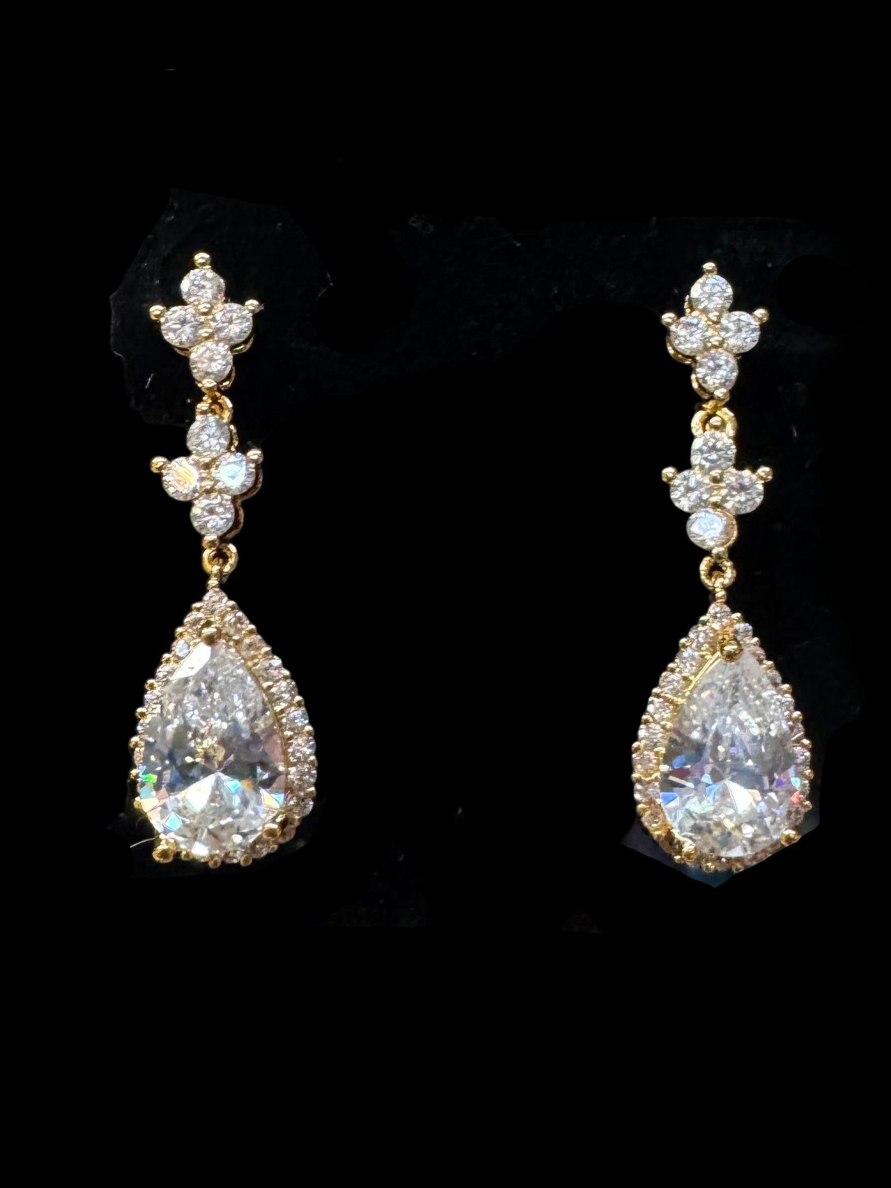 Pear-Cut Crystal Drop Earrings In Gold or Silver Sparkle-Earrings-Deja Nu Tx-Deja Nu Boutique, Women's Fashion Boutique in Lampasas, Texas